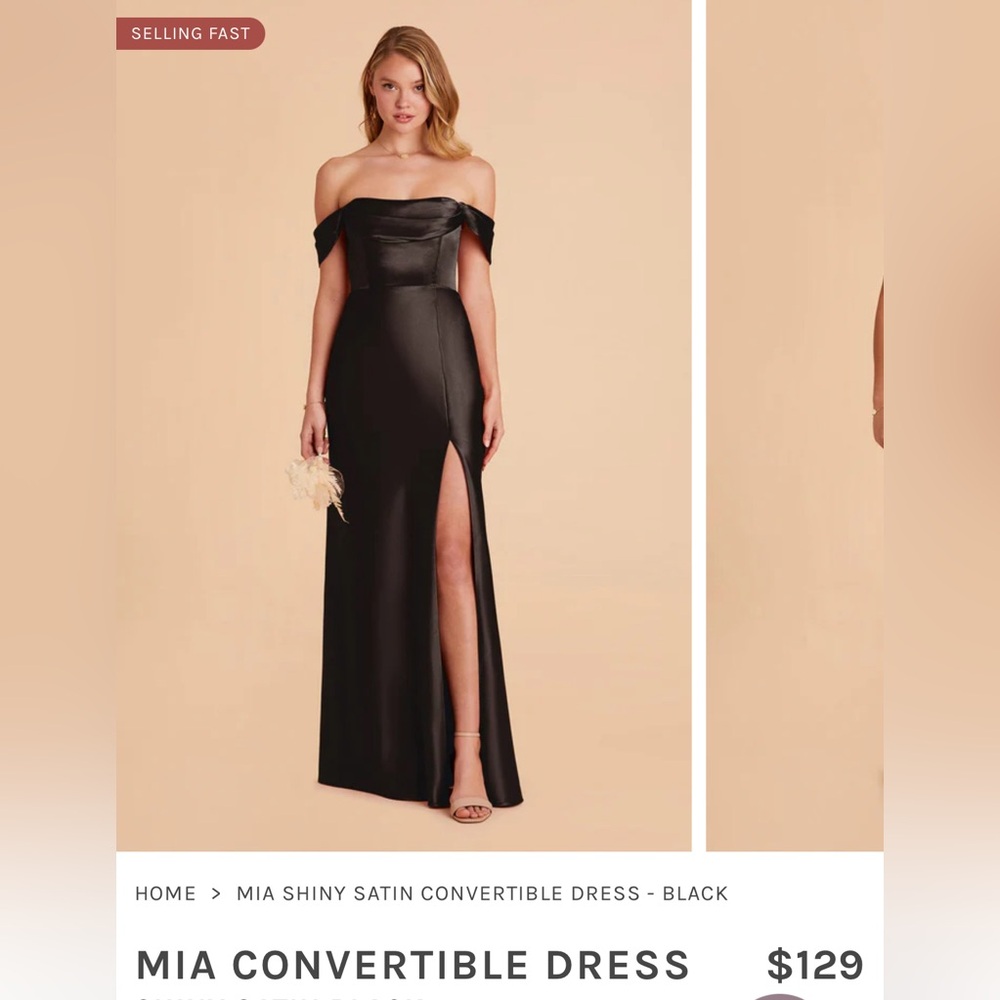 Birdy grey off shoulder black satin dress